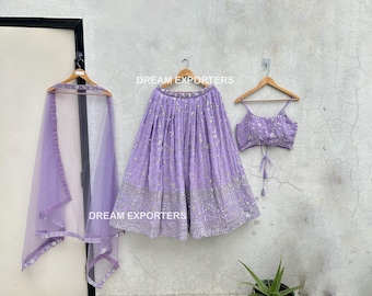 Beautiful Lavender Lehenga Choli For Women Indian Traditional Wear Festive Wear Ghagra Choli Wedding Party Wear Designer Chaniya Choli