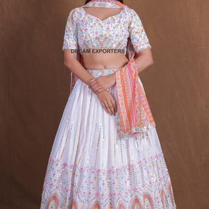 Stuning White Lehenga Choli For Women Indian Bridesmaids Lehenga Choli Ready Made Ghaghra Choli Indian Wedding Party Wear Bollywood Lahengas