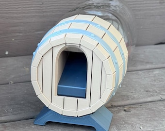 Charming Barrel Mouse Trap – Humane Catch & Release Mason Jar Adapter – Reusable, No-Kill Mouse Catcher – Cute Cartoon-Inspired Design