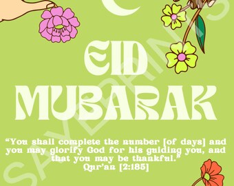 Eid Mubarak, Saludo Eid, Decoración Eid, Fiesta Islámica, Descarga Instantánea
