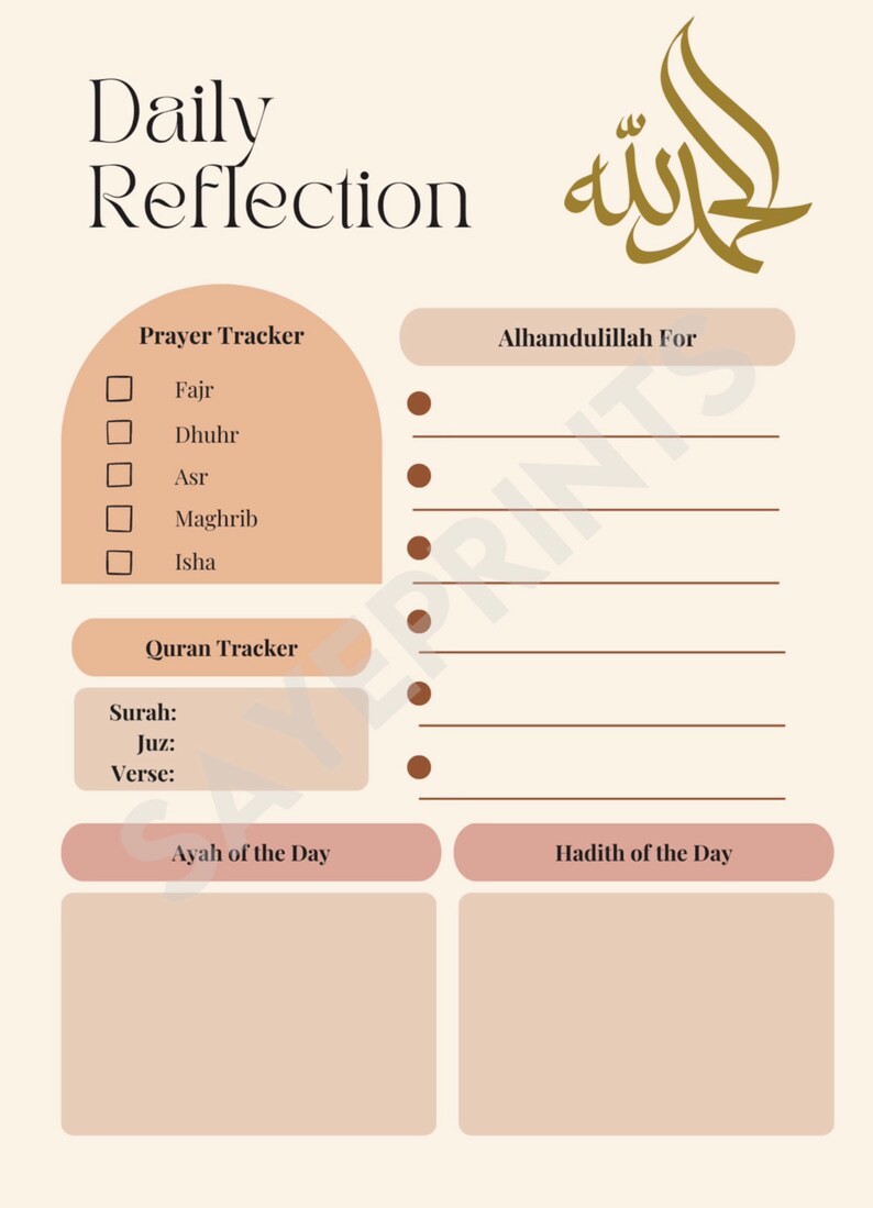 Islamic Daily Reflection Daily Reflection Printable Digital - Etsy