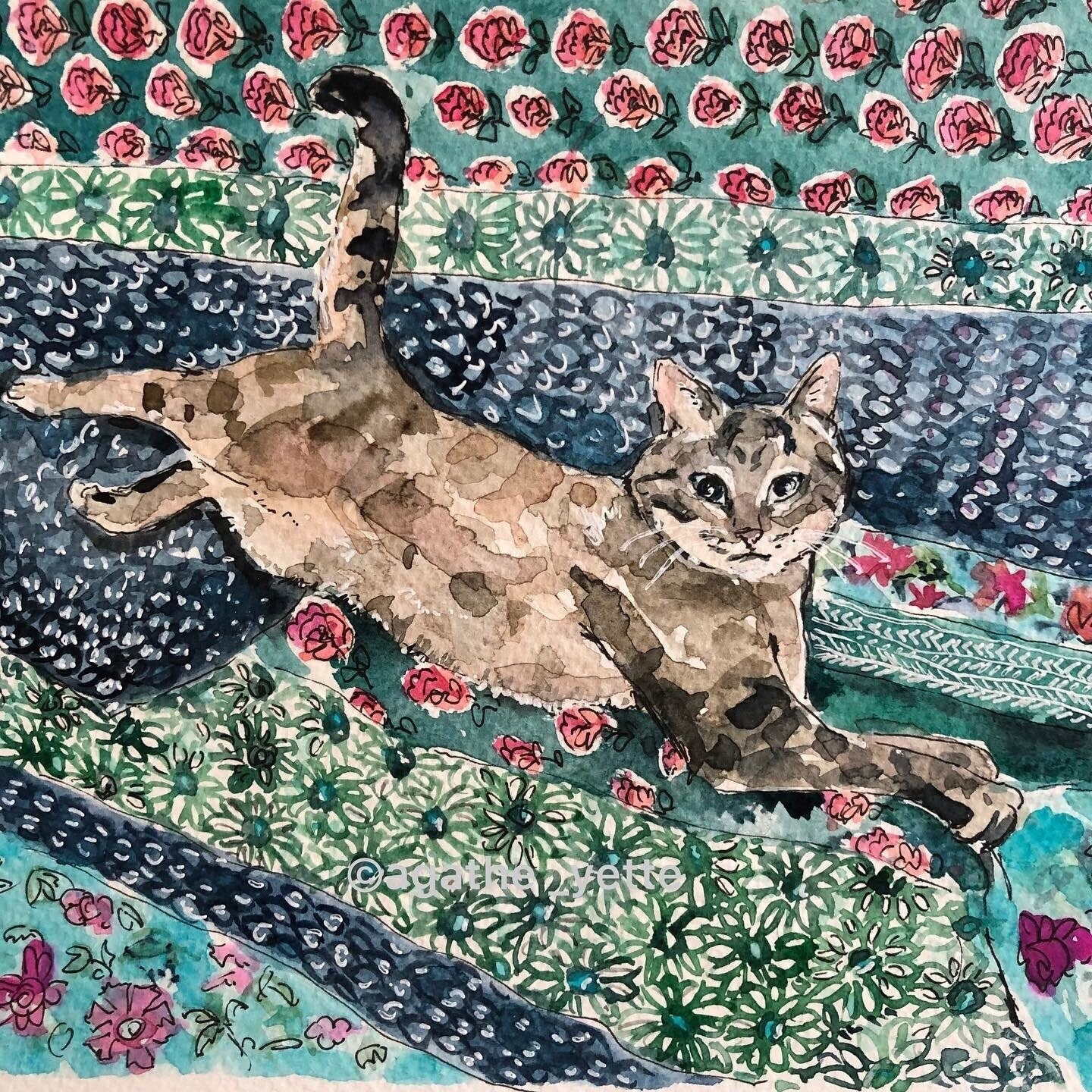 Tableau Peinture Aquarelle sur Papier Joseph sur Canape