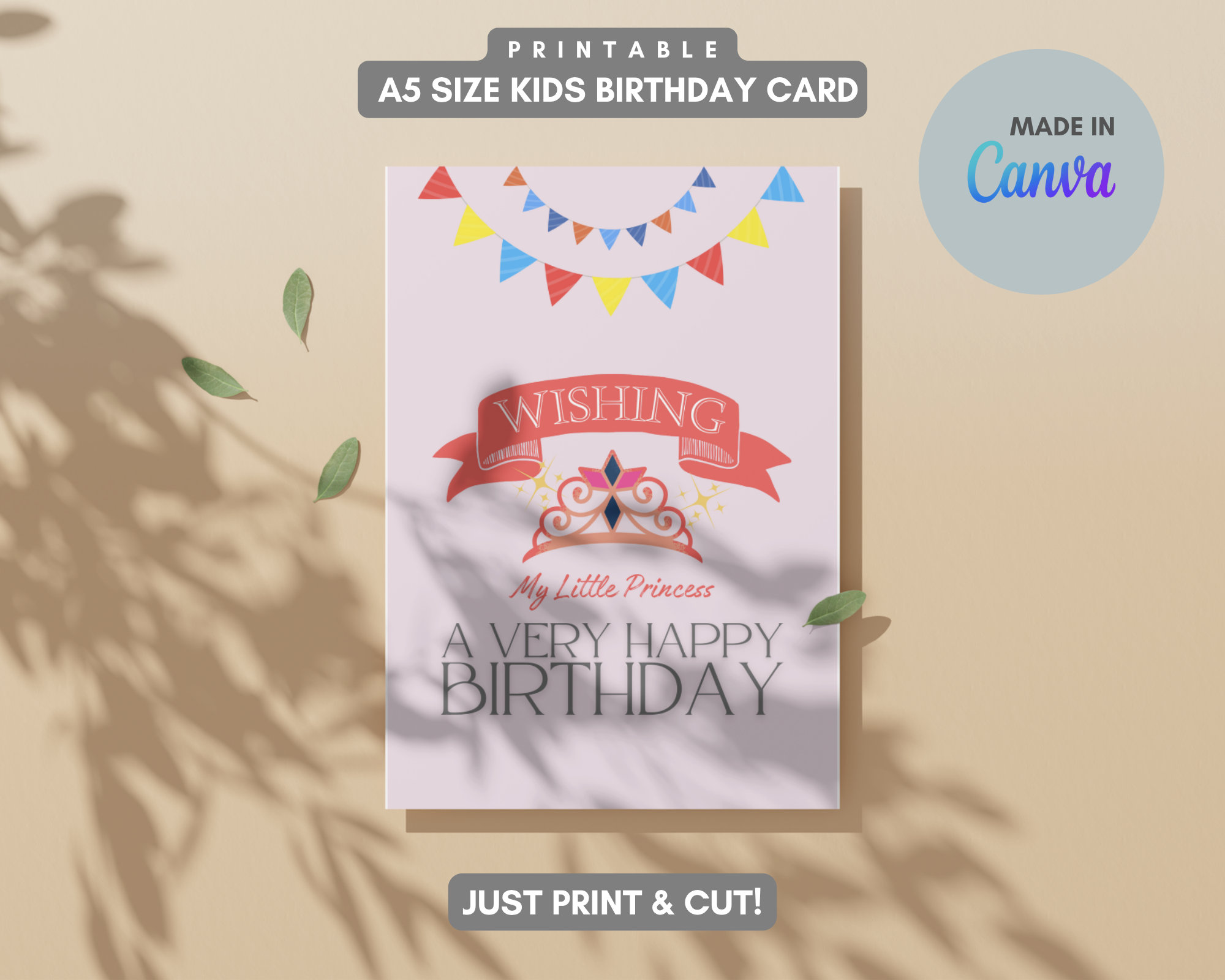 Instant Download Printable Kids Birthday Card Princess - Etsy