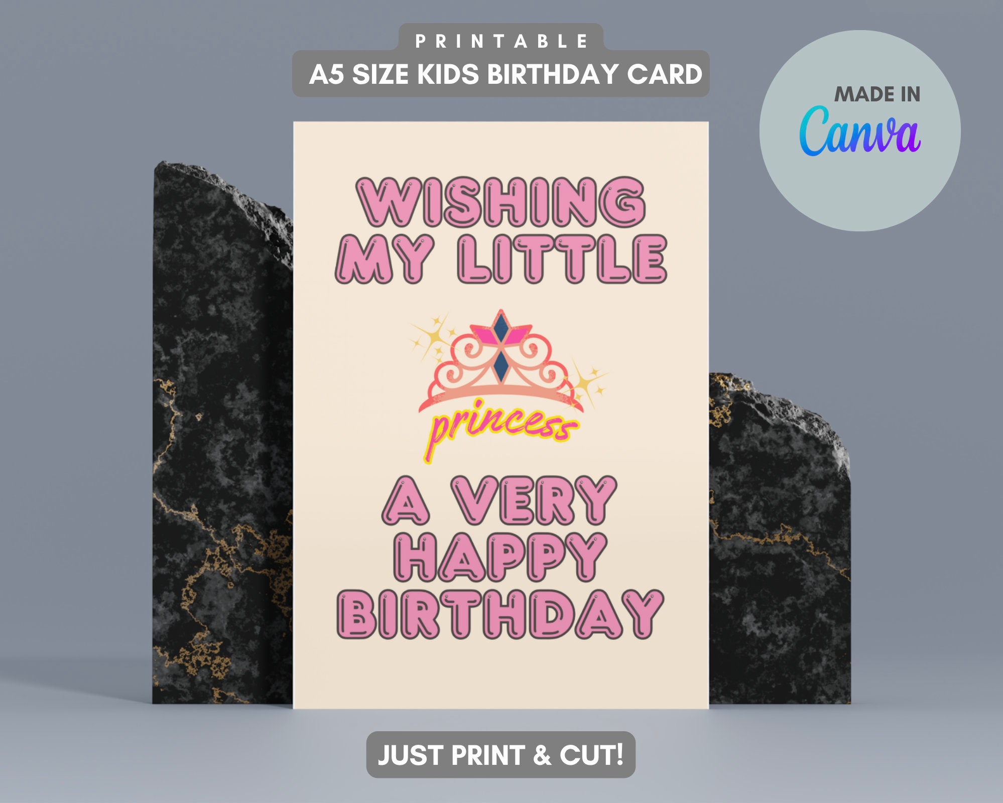 Instant Download Printable Kids Birthday Card Princess - Etsy