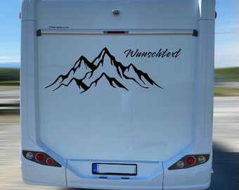 Pegatina con texto personalizado de montañas, lámina de montaña, pegatina para autocaravana