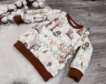 Baby Kinder Pullover Sweater Waldtiere Fuchs