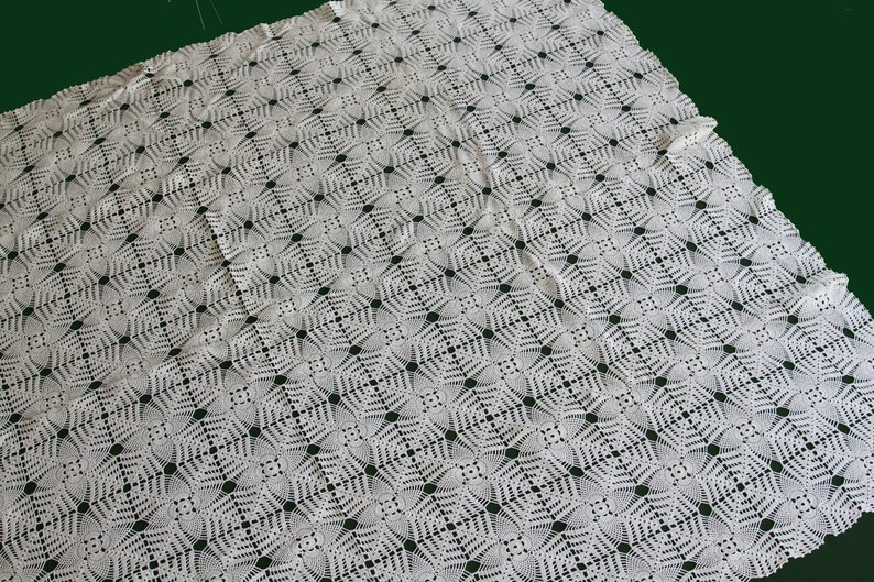 handcrafted lace rectangular tablecloth image 1