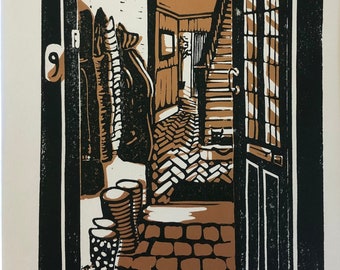Casi en casa: edición limitada de lino print