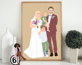 Familiengeschenk, gesichtsloses Porträt, benutzerdefinierte Illustration, personalisiertes Foto, personalisiertes Porträt, Freundgeschenk, Freundingeschenk