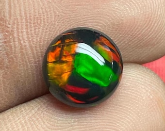 Black Ethiopian Opal Cabochon: 2.80 Carat Round Galaxy Fire Gemstone