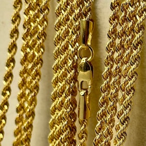 18k Solid Gold Rope Chain Necklace, 2.5mm - Trending Bestseller
