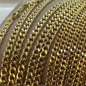 18k Gold Curb Link Chain Necklace, 4MM - Real Gold
