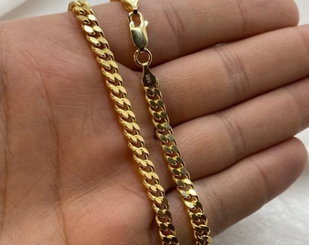 14k SOLID GOLD Miami Cuban Link Chain Necklace 21.5",5MM ,Real Gold Men Gold Chain, Ladies Gold Chain, 14k Gold Chain