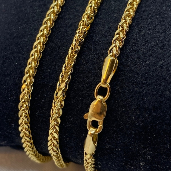 18k solid gold foxtail chain, foxtail chain, foxtail necklace, Franco foxtail chain,Trending gold chain,gold chain,2mm