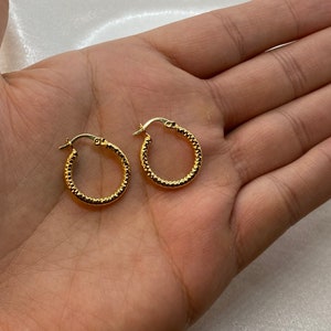 18k Gold Hoop Earring, Fat Hoop earring, Gold hoop Earring, gift earring , for her
