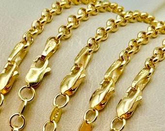 18k Solid Gold Rolo Kettenhalskette - 3 mm