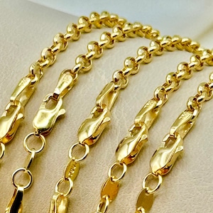 18k Solid Gold Rolo Chain Necklace - 3mm