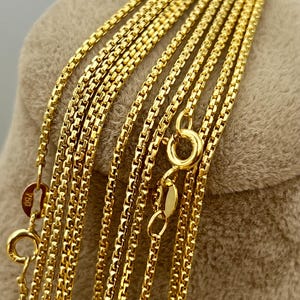 18K Echtgold Box Kettenhalskette: 1,5 mm Breite