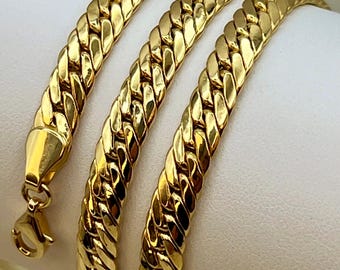 18k Gold Curb Chain Necklace - 5.5MM, 18 Inch