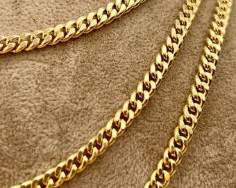 14K金 チェーンネックレス ソリッド14Kゴールドカーブチェーンネックレス、2mm、2.5mm、3mm、3.5