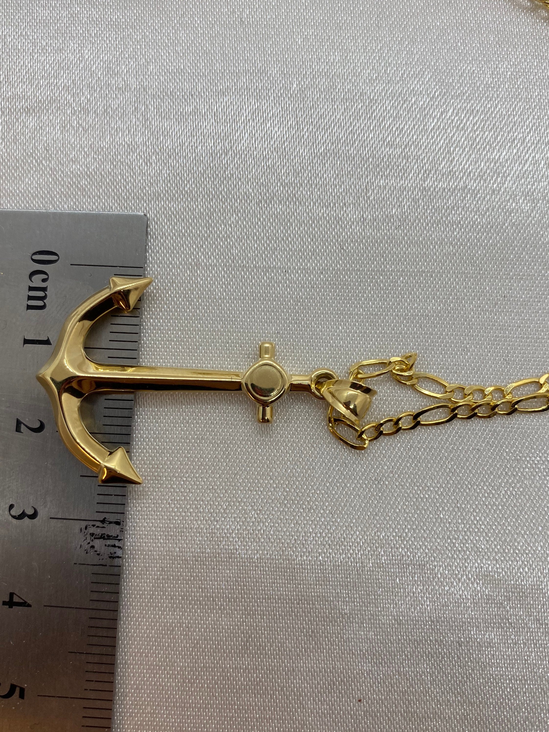 14k Yellow Gold Solid Nautical Ship Anchor Pendant - 31.2x18.6mm, 1.9g, No Chain - View #3
