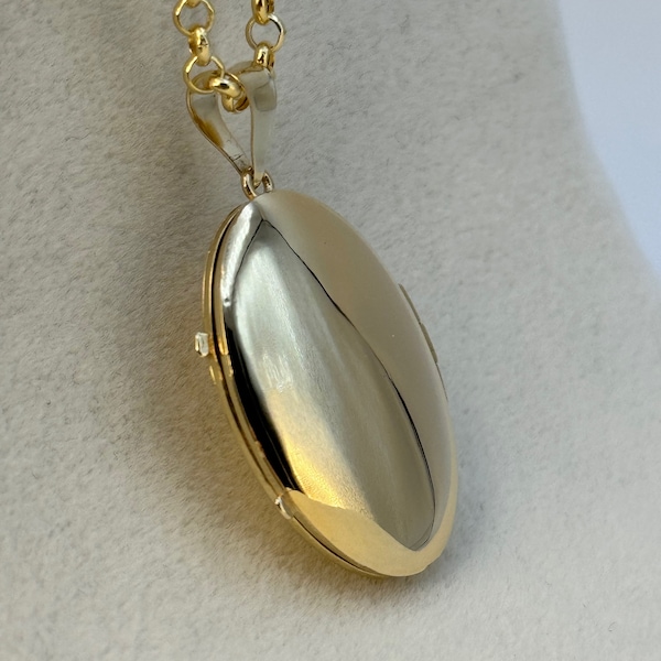14k Solid Gold locket Necklace with 22” Rolo chain ,3 mm Gold locket pendant ,birthday gift ,For Her, Anniversary Gift ,Birthday Gift .