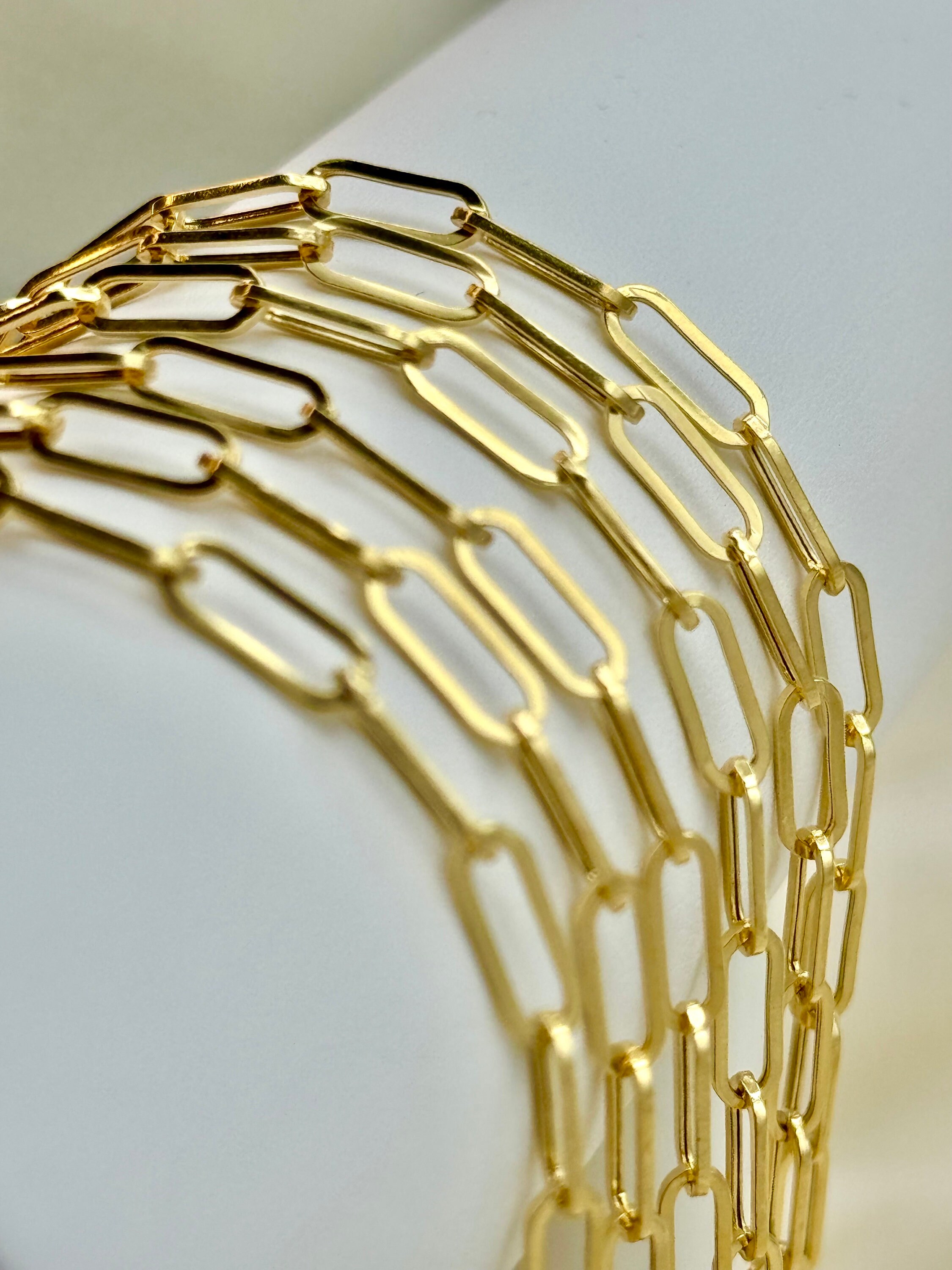 18k Gold Paperclip Necklace,18k Paper Clip Chain, 18k Real 18k Gold Paperclip Necklace,18k Paper Clip Chain, 18k Real