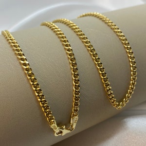 18k Gold Curb Chain Necklace: 3mm Solid Gold