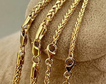 18k Gold Foxtail Chain Necklace: Trending Gift for Her/Him