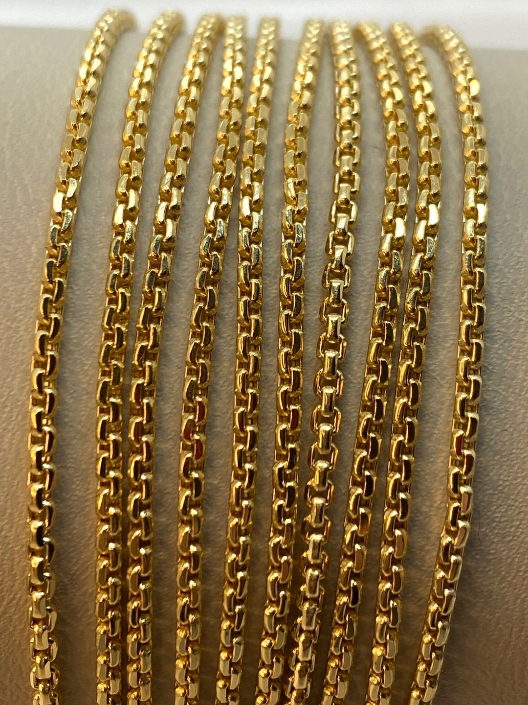 18k Solid Gold Round Box Chain Necklace,18",20",22",24", Inches ,(2mm Thickness ),18k Real Gold