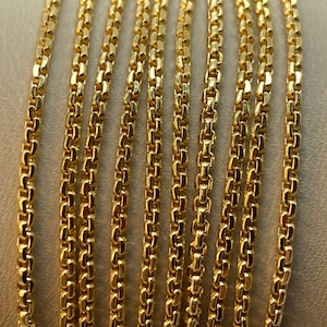 18k Solid Gold Runde Box Kettenkette, 18, 20, 22, 24, Zoll, (2 mm Dicke), 18k Gold Box Kette, für sie, für ihn, Geburtstagsgeschenk.