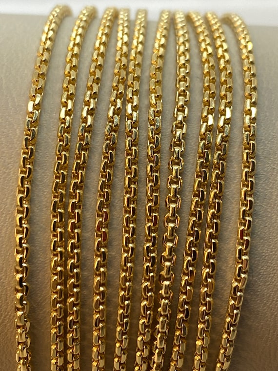 18k solid gold box cheap chain