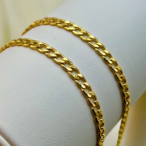 14k Gold Curb Link Chain Necklace - 3MM, 17 Inch
