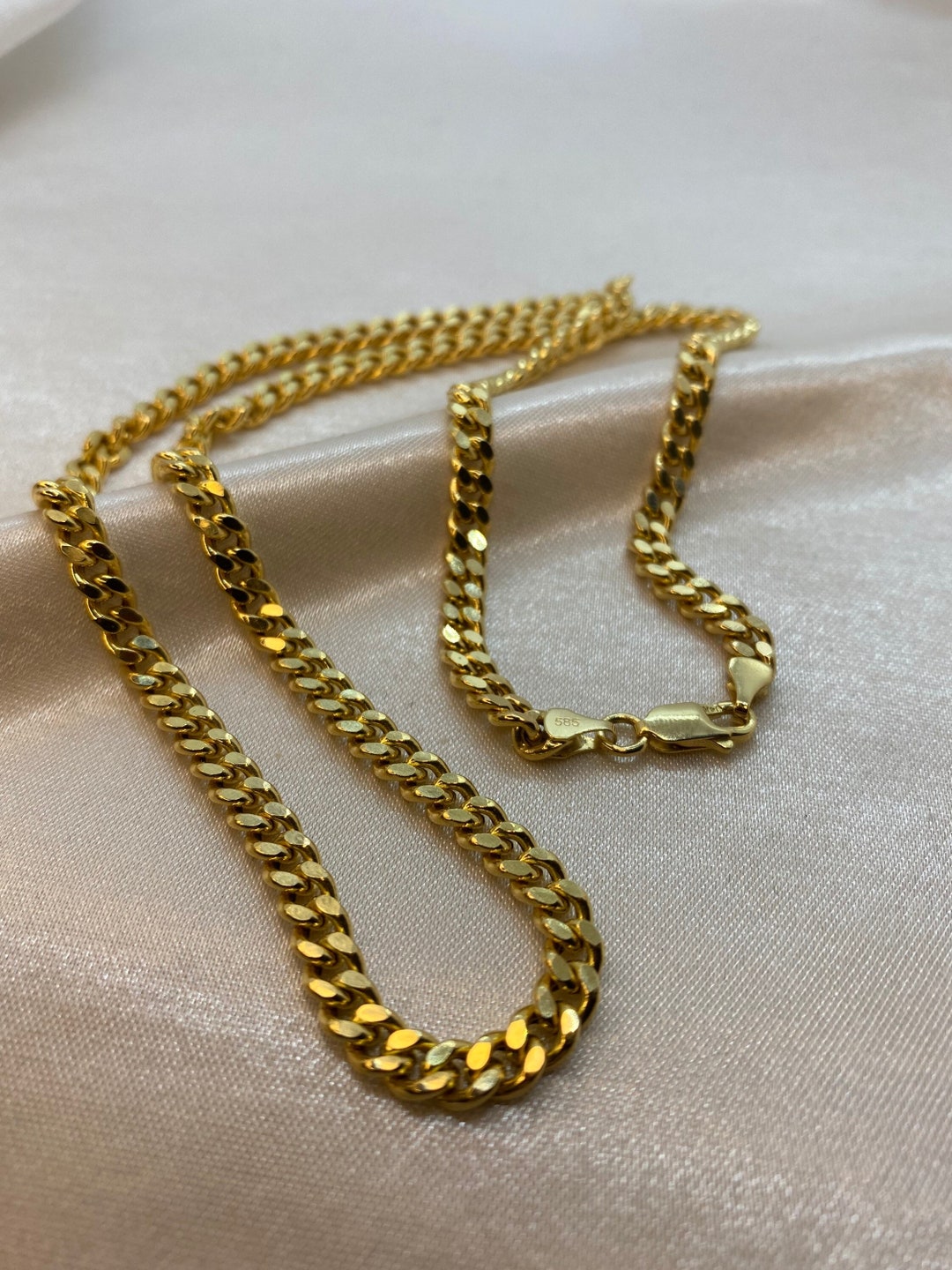 14k SOLID GOLD Miami Cuban Link Chain Necklace 21.55mm - Etsy