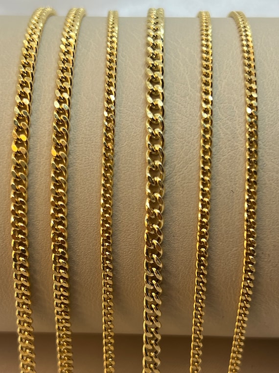Buy 18K Gold Curb Bracelet 3.2MM 2.8MM 2MM cuban Chain Bracelet