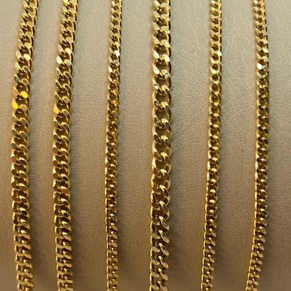 18K Gold Curb Bracelet ,3.2MM,2.8MM,2MM ,Cuban Chain Bracelet-Curb Link Bracelet for Men & Women- Real 18k Gold- 7.5"Length - Birthday Gift.