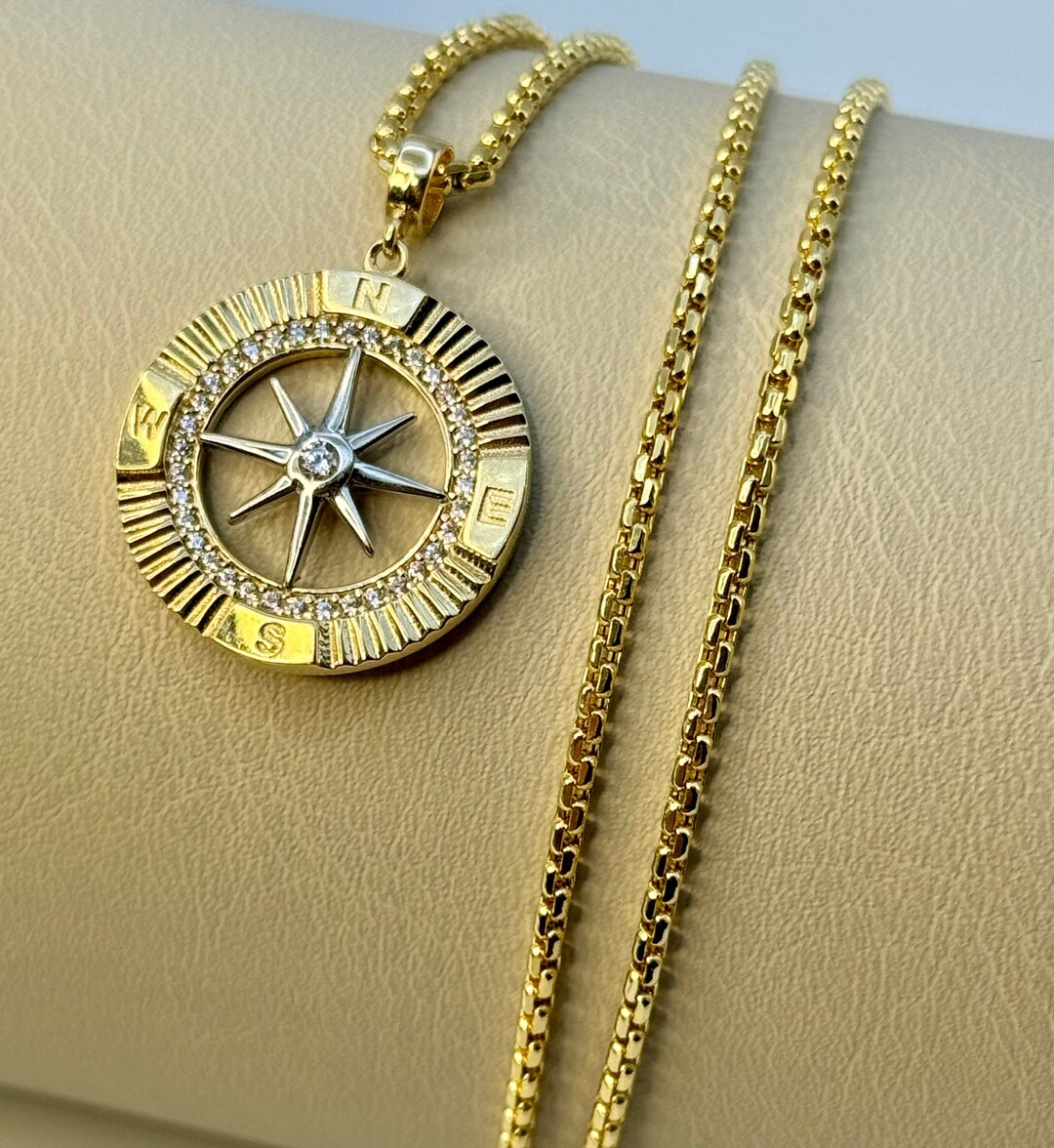 Solid gold compass pendant Clearance