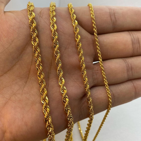 Buy 14K Yellow Gold Rope Chain Diamond Cut Necklace, 21.5 26 , 4.5mm Thick  Gold Chain, Real Gold Chain, Gold Rope Necklace, Rope Chain Online in India  