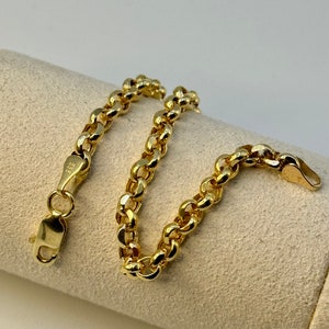 14K 本物のゴールド ロロ ブレスレット チェーン、3.9 mm、14K ゴールド ロロ ブレスレット、彼女、彼、誕生日プレゼント、記念日プレゼント、クリスマスプレゼント。