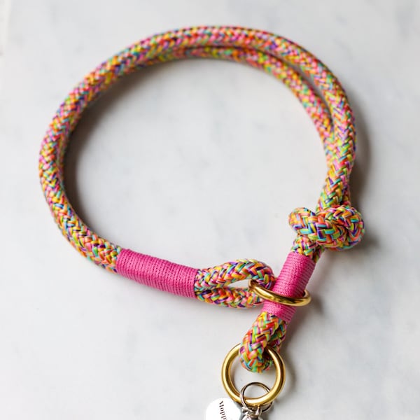 AIRIN 8 mm oder 10 mm Zugstopp Halsband  in vielen schönen Farben, Tau Halsung, Hund, Hundezubehör, Kletterseil Halsband