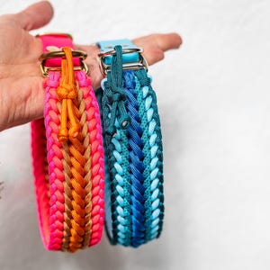 APRIL - Braided Paracord Dog Collar with adjustable adapter or pull stop, approx. 4.5 cm wide, collar, dog