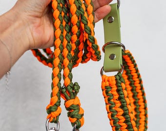 PEACH Paracord Collar, Dog Collar, Dog, with Biothane Adapter or Martingale, Choice of Color