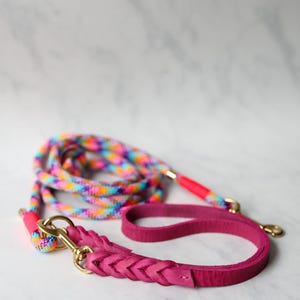 Dog leash made of climbing rope with leather hand loop, rope leash, leash, climbing rope leash, dog rope leash, 2 meters long