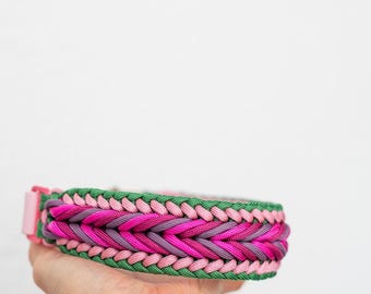 Moon - Braided paracord dog collar with adjustable adapter or as a martingale collar, approx. 4.5 cm wide, dog collar