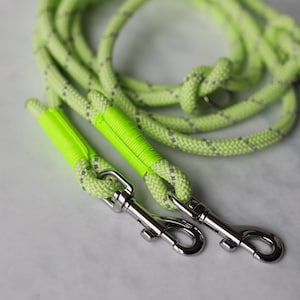 Dog leash made of reflective rope in neon green, hands free leash, 8 mm wide rope, dog leash, dog