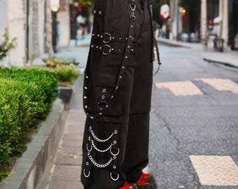 Size 31x33 Semantic Design Cargo Pants Black Bondage Pants