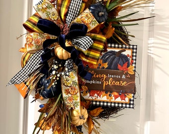 Fall wreath, Autumn wreath, Front Door Decor, Front Door Wreath