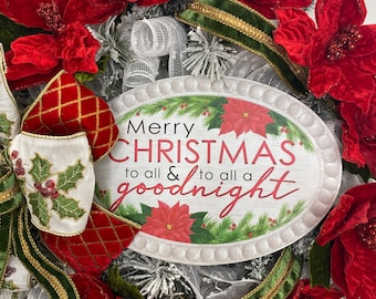 Christmas Wreath, Traditional Christmas Wreath, Christmas Wreath for Front Door, Poinsettia Christmas Wreath, Red and Green Christmas Wreath