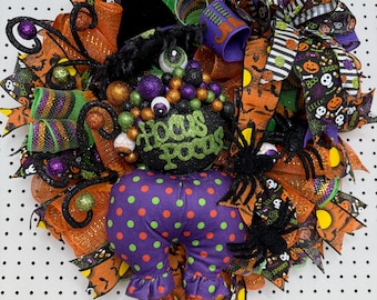 Hocus Pocus Witches Hat Halloween Wreath: Spooky 3D Decor