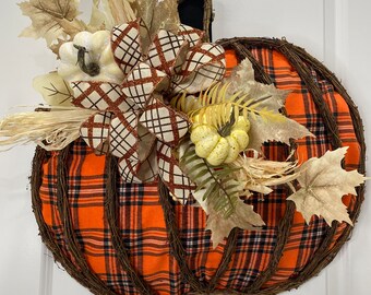 Fall Pumpkin Door Hanger, Pumpkin Wall Decor